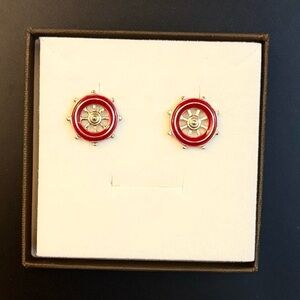 Red Ship Wheel Stud Earrings (FREE SHIPPING)